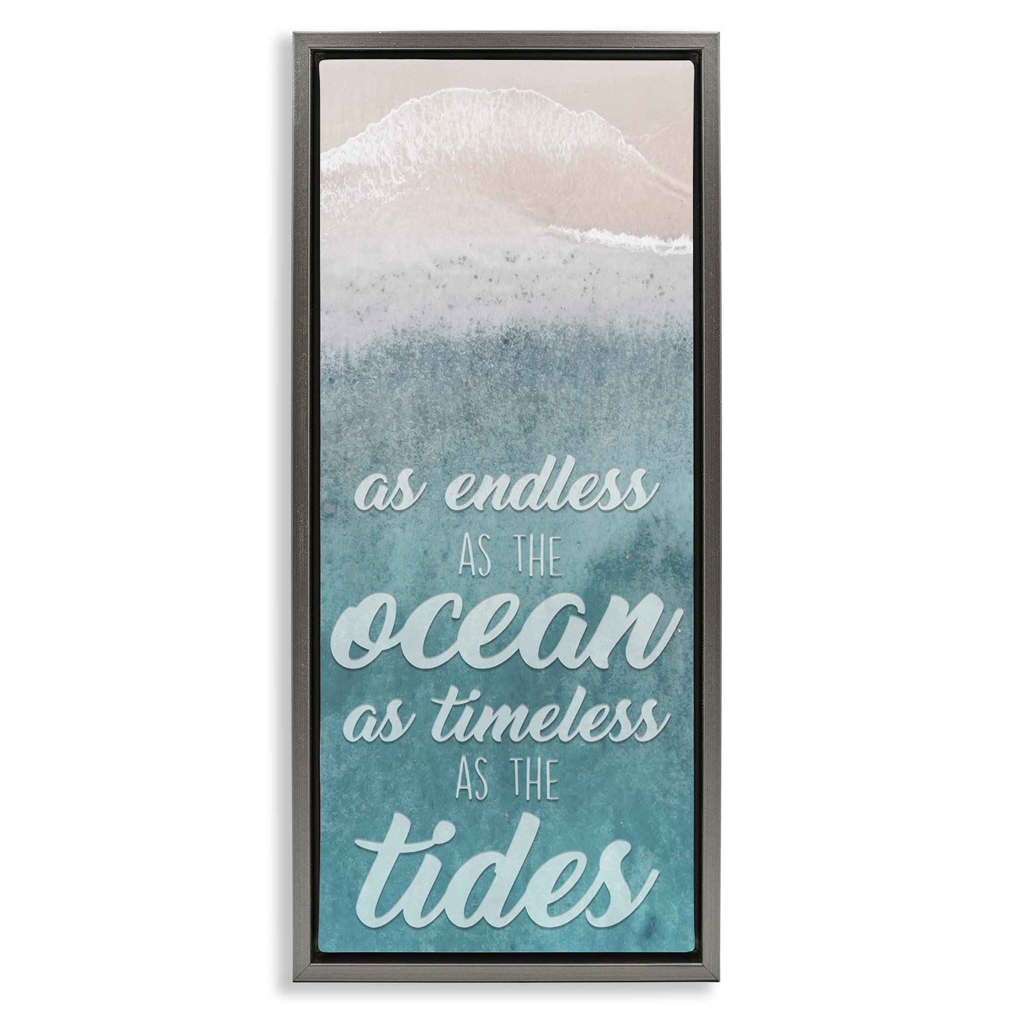Stupell Industries Luster Gray (Matte) 'Endless Ocean Timeless Tides', Floating Frame Canvas Art, Gray, 11 X 25 Inches, Easy To Hang And Sturdy, Made In Usa, By Marcus Prime
