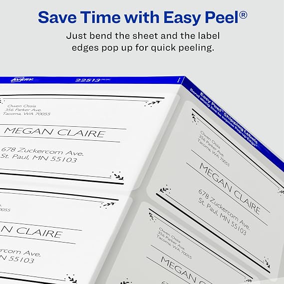 Avery Printable Shipping Labels with Sure Feed, 2 x 4, Matte Clear, 500 Blank Mailing Labels (5663)