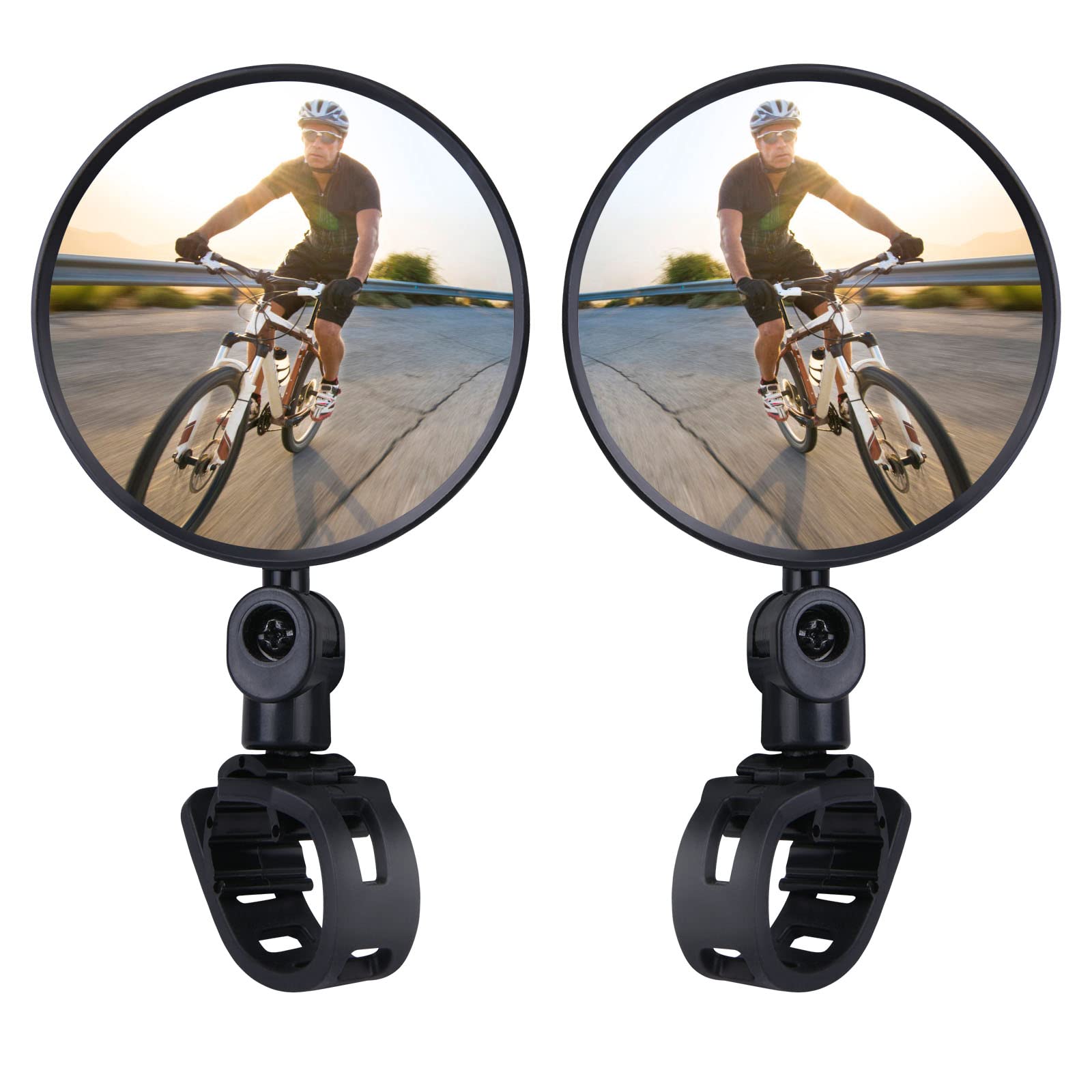 Flintronic Specchietto Retrovisore per Bicicletta, 2 Pezzi 360 ° Ruotabile Regolabile Grandangolare, Accessori per Tutte le Bici, Moto(15-30 mm)