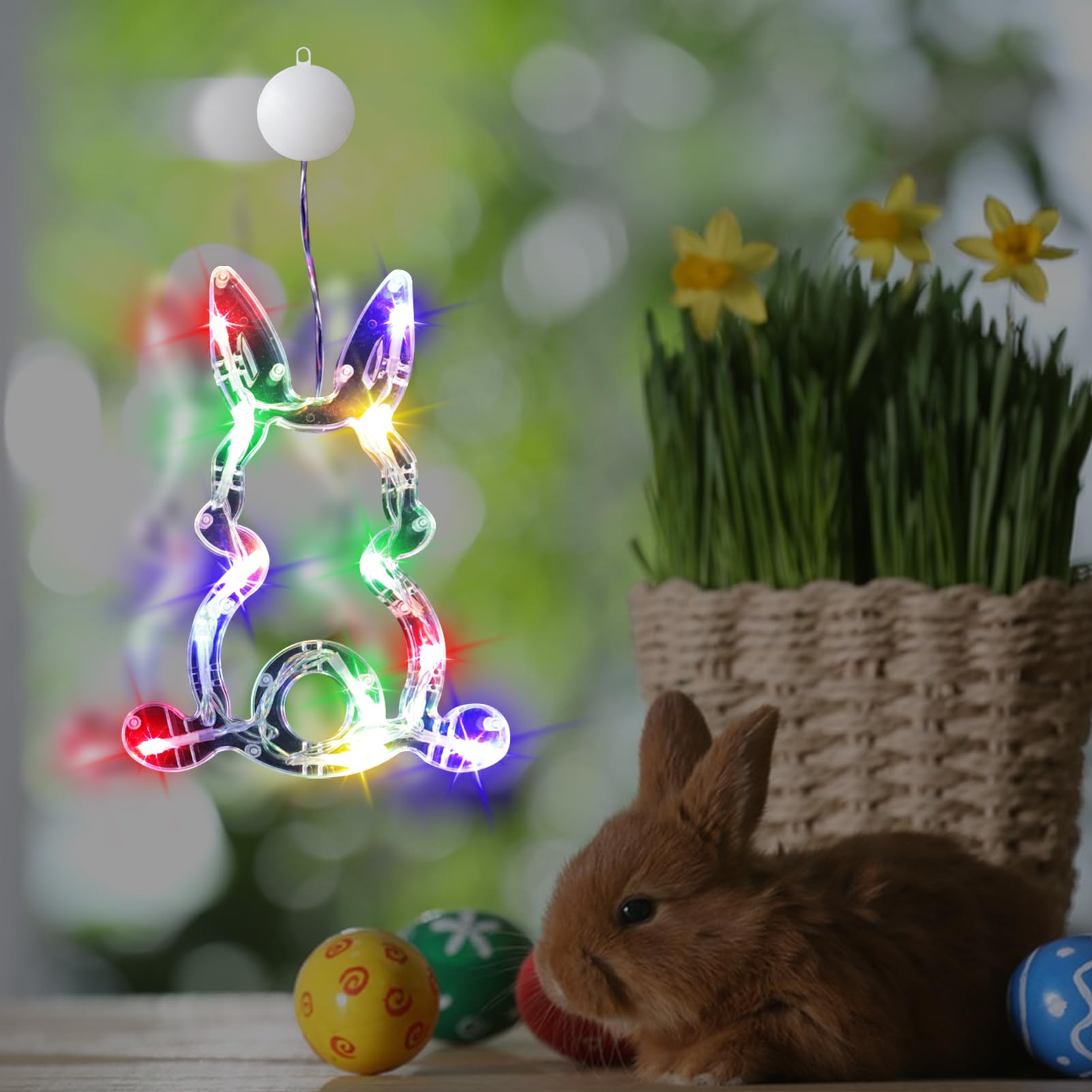 Luci Di Pasqua A LED Con Ventose E Timer – Coniglietto E Carote Per Finestra E Casa - 2