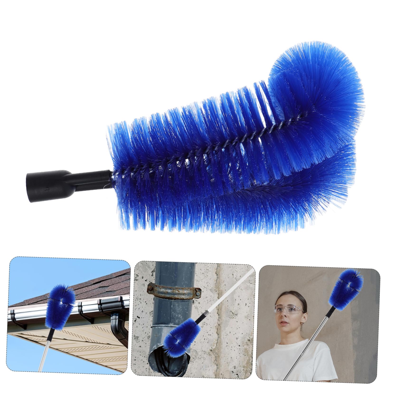 LALAFINA Cepillo Multipropósito para Limpieza de Canalones Kit de 2 Cabezales Rosca de 24mm de Nylon y Acero Inoxidable para Uso Residencial y Comercial