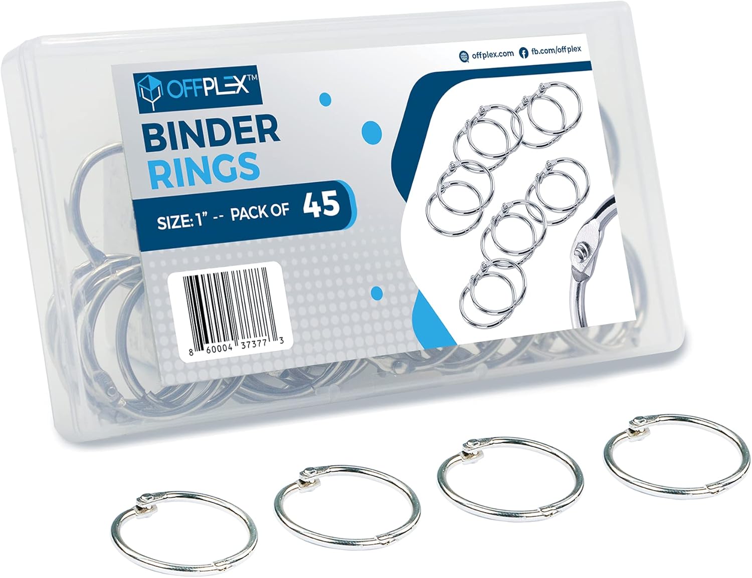 OFFPLEX Binder Rings 1 Inch (45 Pack) Book Rings – Heavy Duty, Sturdy, Durable, Convenient Storage, Loose Leaf Binder Rings for Office, Metal Rings for Index Card : Office Products