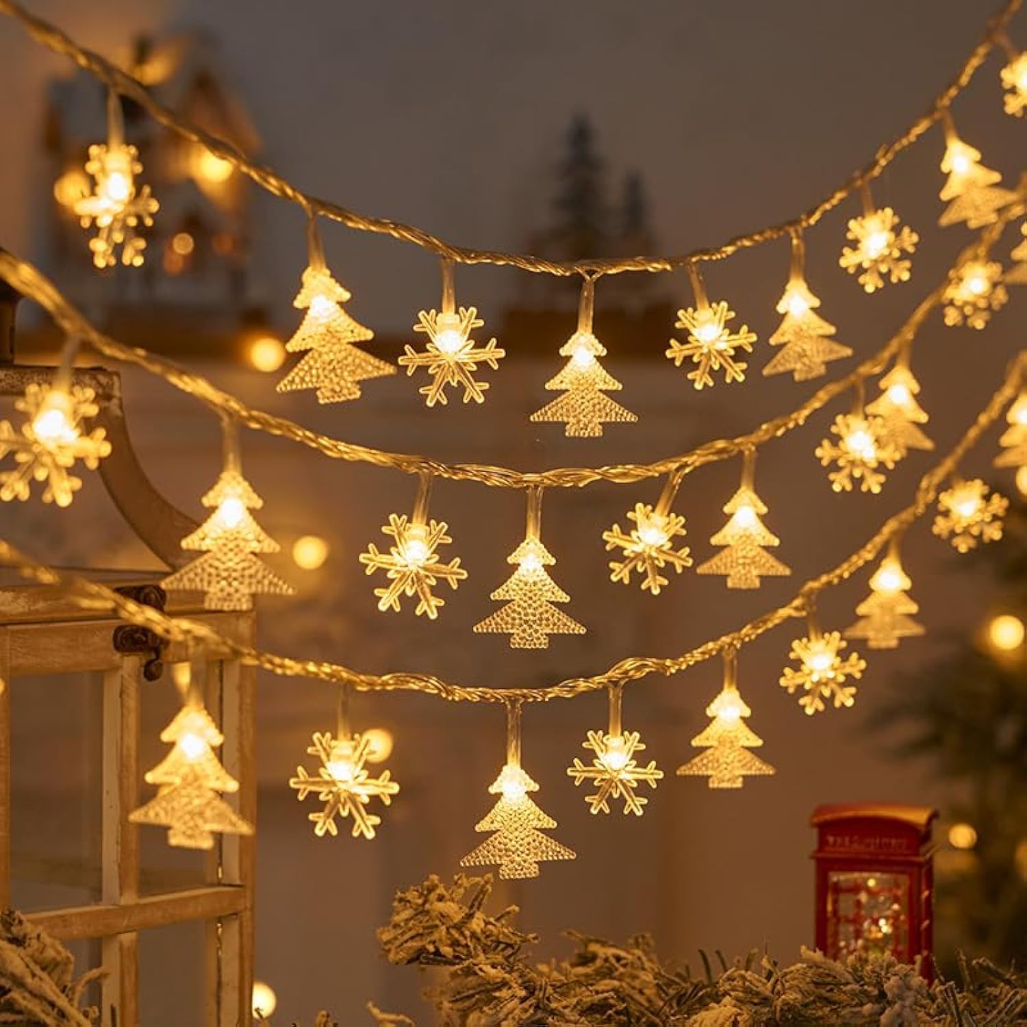 Christmas Decoration Christmas String Lights, 3M 20 LED Christmas Snowflake String Lights Christmas Party Decoration LED Fairytale String Lights Suitable for Indoor/Outdoor Halloween, Party