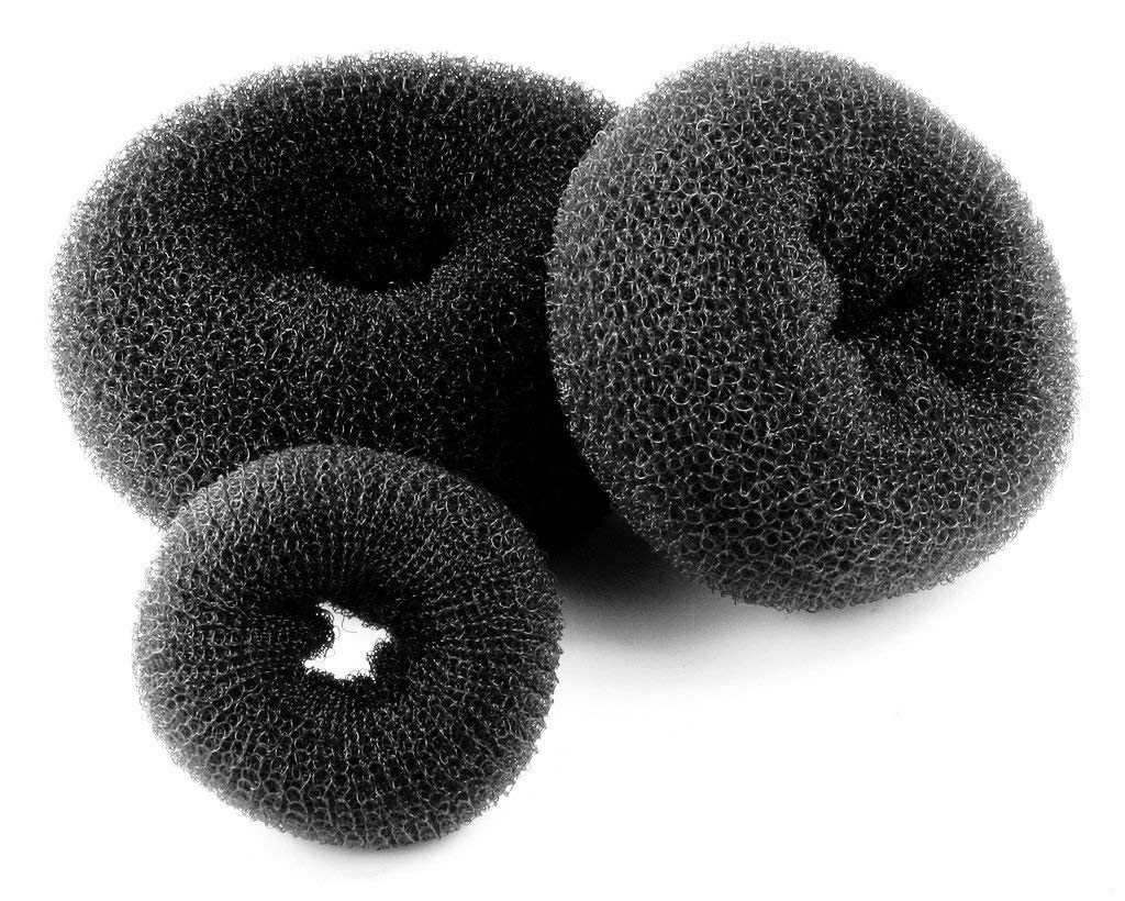 3PCS Black Bun Donuts For Bun Maker Juda Hair Accessories Hair Styling Tools for Bride Women/Girls(SIZE: Small, Medium and large)