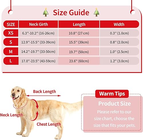 Miniatura 6 de Malier Collar de Navidad para perro con flor, collar rojo de Navidad con hebilla, collar de algodón ajustable para perros pequeños, medianos y