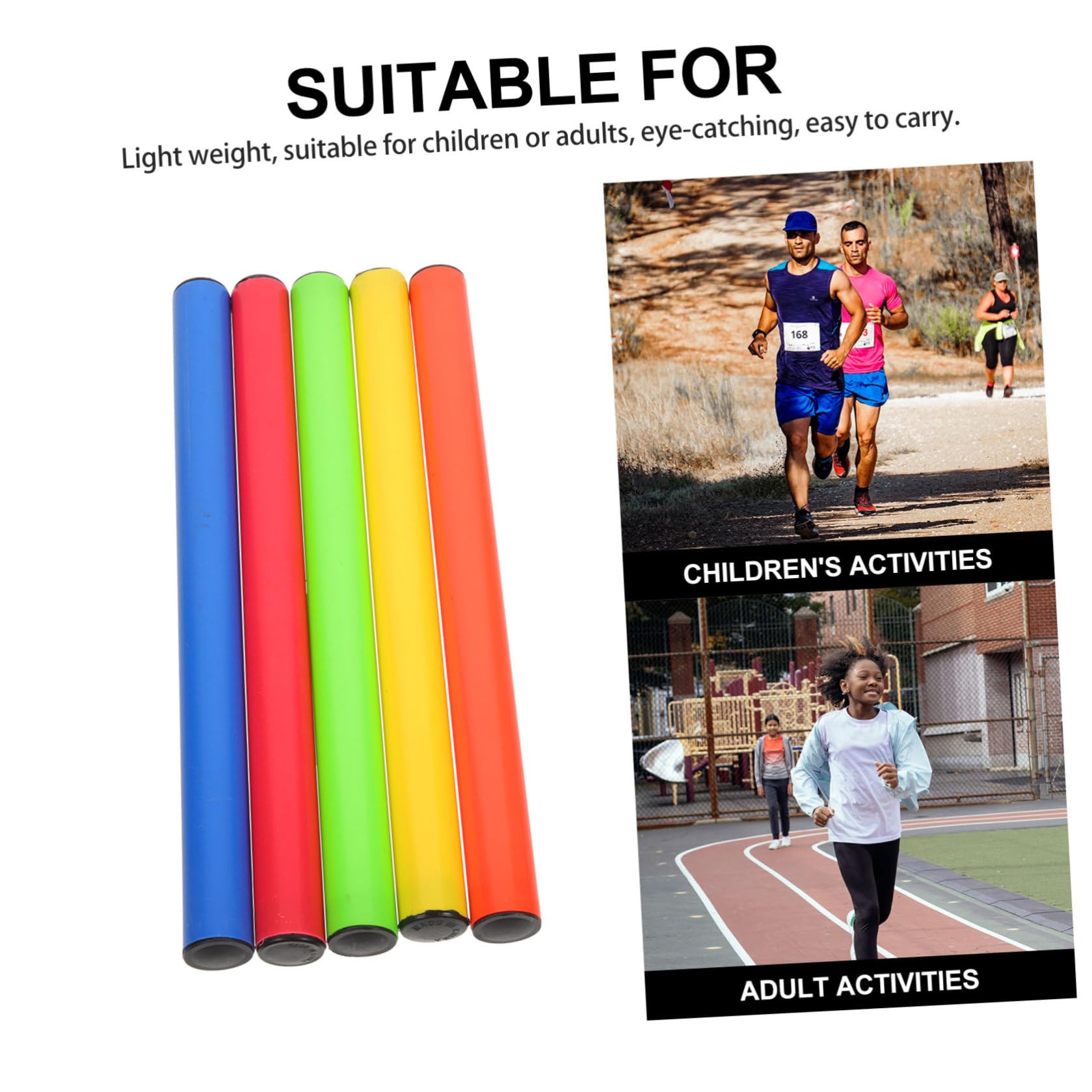 Bâtons de Relais et pour Course D'athlétisme en Plastique 5 Pièces Prise Confortable Surface Antidérapante pour Courses Scolaires en Extérieur