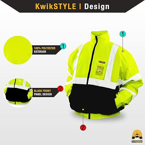 Miniatura 2 de KwikSafety - Charlotte, NC - Chaqueta de seguridad GUARD, INVESTIGATOR & DISPATCHER [Capucha plegable] Clase 3 ANSI probado OSHA, Bolsillo