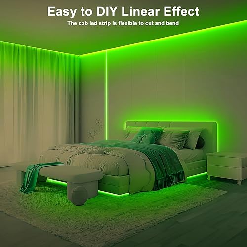 Miniatura 2 de Tira de luces LED COB verdes Max con control remoto y fuente de alimentación, tira de luz LED COB brillante regulable de 16.4 pies, luces LED COB