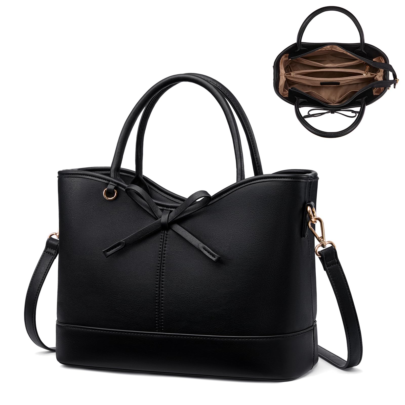 LOVEVOOK Purses and Handbags,PU Leather Purse for women with Zipper,Cute Bow Satchel Top Handle Bags for Ladies