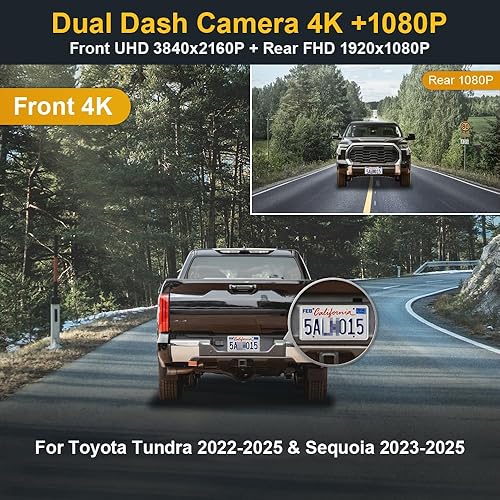 Miniatura 4 de Fitcamx Cámara de tablero dual 4K adecuada para Toyota Tundra 2022 2023 Limited SR SR5 Platinum TRD Pro Gen3XK70 aspecto de fábrica OEM video