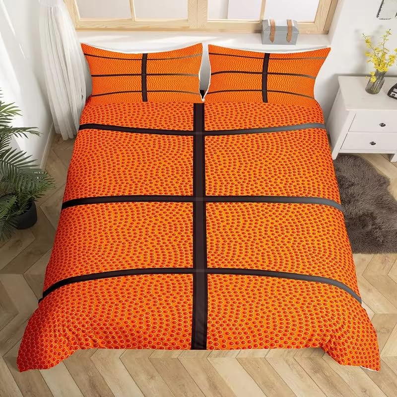 NDXRWDZR Funda Nordica Cama 90 Infantiles Baloncesto Amarillo Edredón Cama 90 para Niñas Niños con Cremallera Suave Transpirable Microfibra Fundas Nordicas 150x220 cm + 2 Fundas de Almohada 50x80 cm