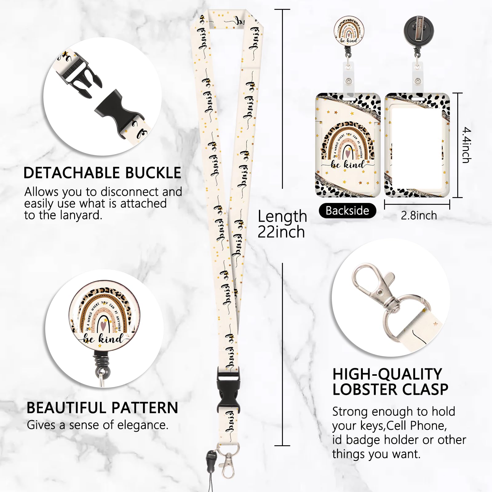 Porte-badge Avec Lanière Détachable Et Enrouleur Rétractable - Pour Bureau, école, événements