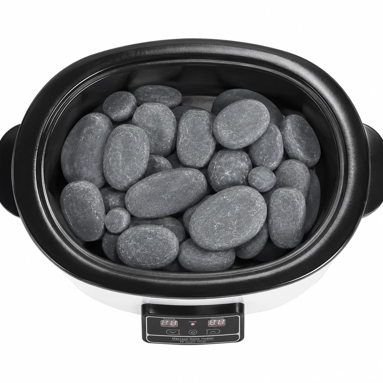 Kit de piedras de masaje de basalto de 27 piezas con calentador digital para relajación de spa en casa y masaje con piedras calientes