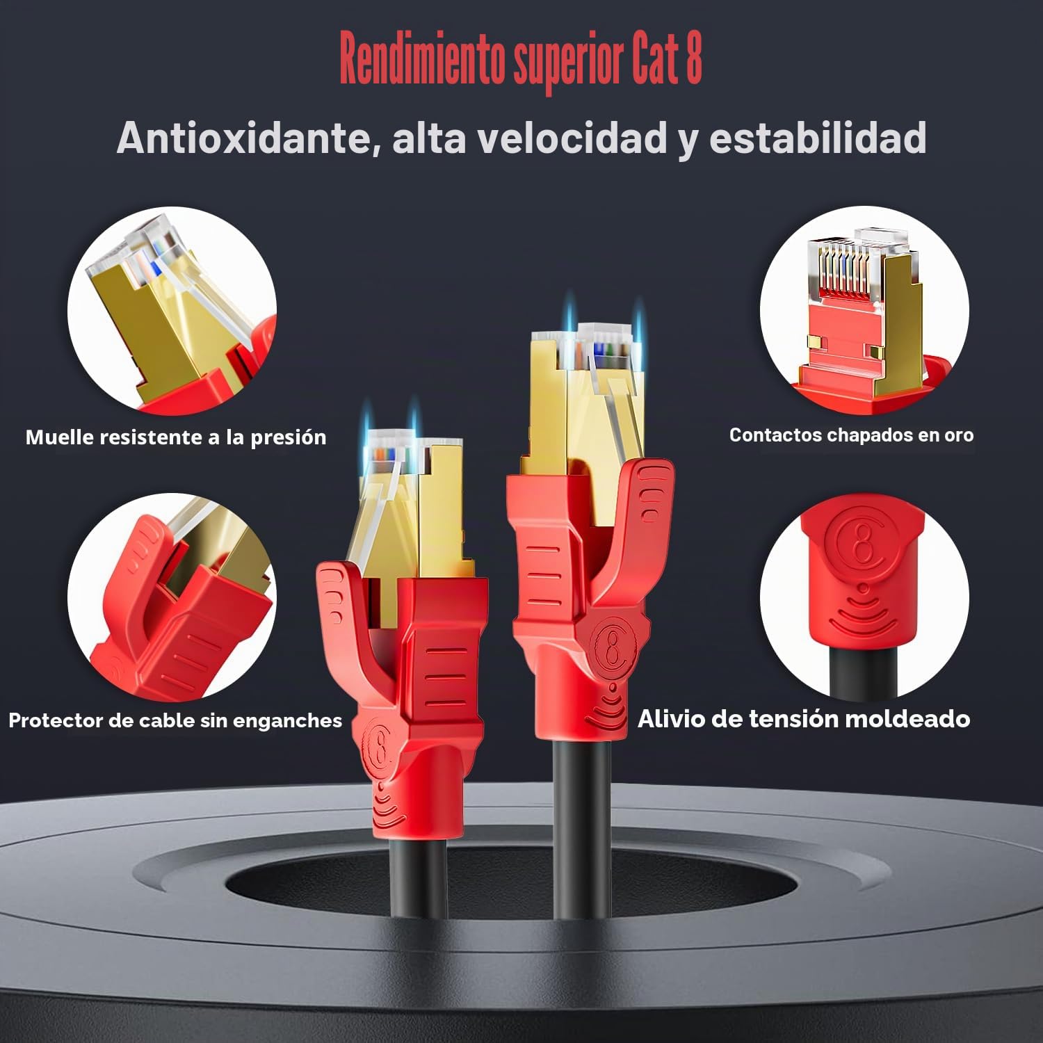 Soibke Cable Ethernet 15 Metros, Cat 8 Cable LAN SFTP Blindado Exterior Interior Cable de Red 15m Alta Velocidad 40Gbps 2000Mhz RJ45 Negro Gigabit 26AWG POE Cable Internet Anti-jamming (15 Clips)