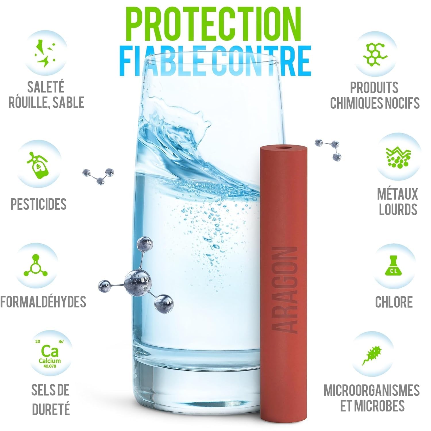 GEYSER EURO Filtre à Eau pour Robinet 3000L Système Cartouche Aragon Réduit Métaux Lourds Chlore Bactéries Pesticides