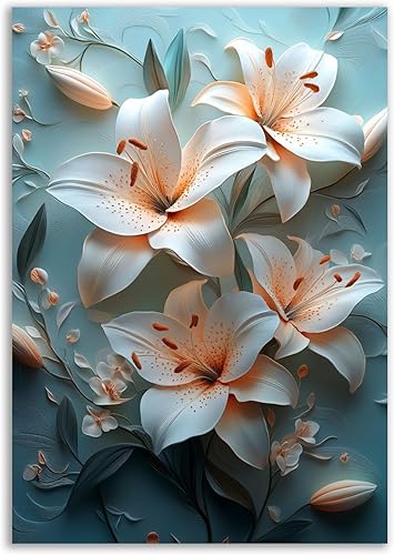 ZUMOOO Vintage Flower Wall Art Sweet Couple Prints Art Pictures For Bedroom Living Room Dorm Holiday Party Wall Decor(White)-30x45cm(12x18in) 1