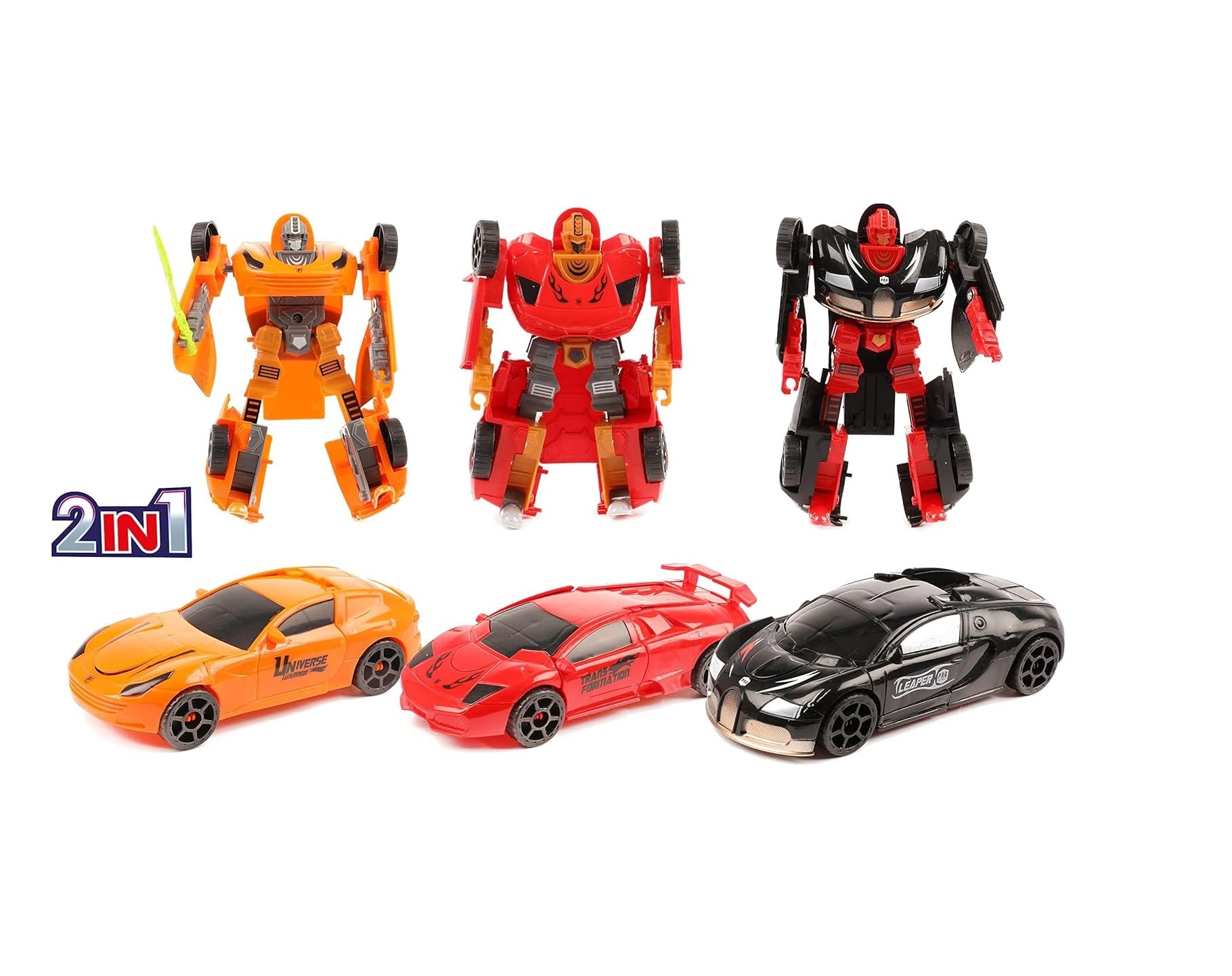 Transformable Robot Sports Car Set of 3 Cars Transformable into Robot Transformable Robot Robot Toy for Children Robot Transformable Car Transformable - Image 2