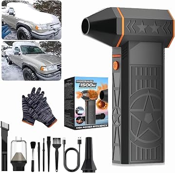 2025 Upgrade Frostblazer 5000W Thermal Snow Blower-3 Levels Adjustable,Efficient Turbine,Portable Thermal Blower,Portable for Car Defrost,Snow&Dust Removal Set3