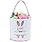 XinblueCo Easter Bunny Basket Egg Bags for Kids,Canvas Cotton Personalized Candy Egg Basket Rabbit Print Buckets with Fluffy Tail Gifts Bags for Easter