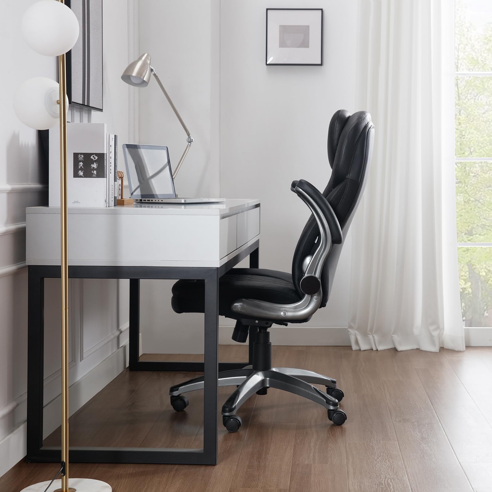 WOLTU Bürostuhl 200kg, Schreibtischstuhl, Chefsessel Kunstleder, Schwarz | Breite Sitzfläche, Dicker Breiter and Winkeleinstellbar, mit hochelastischem Schaumstoff