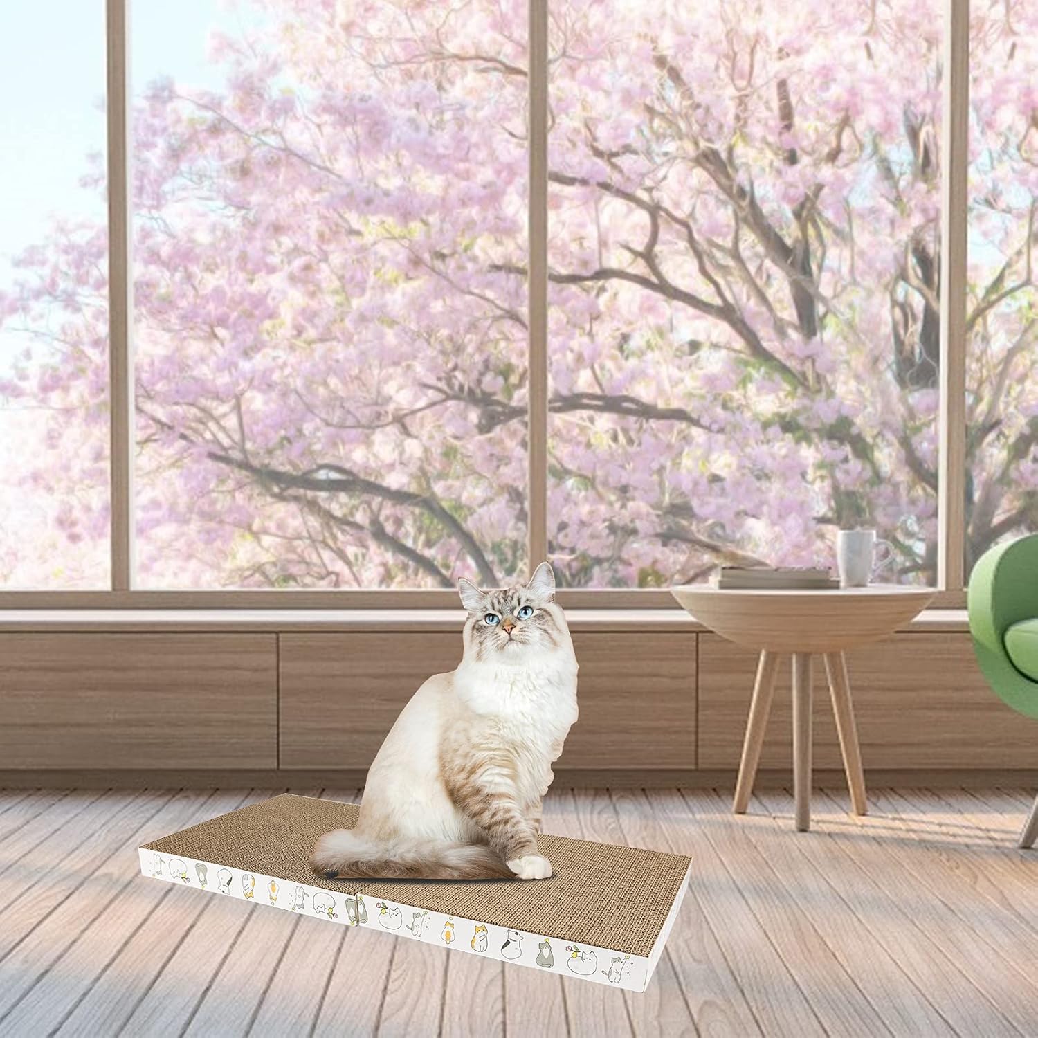 Momozawa Rectangle Cat Scratching Pad Double-Sided Cat Scratch Premium Scratch Textures Design Durable Scratching Pad Reversible Included Catnip : Pet Supplies