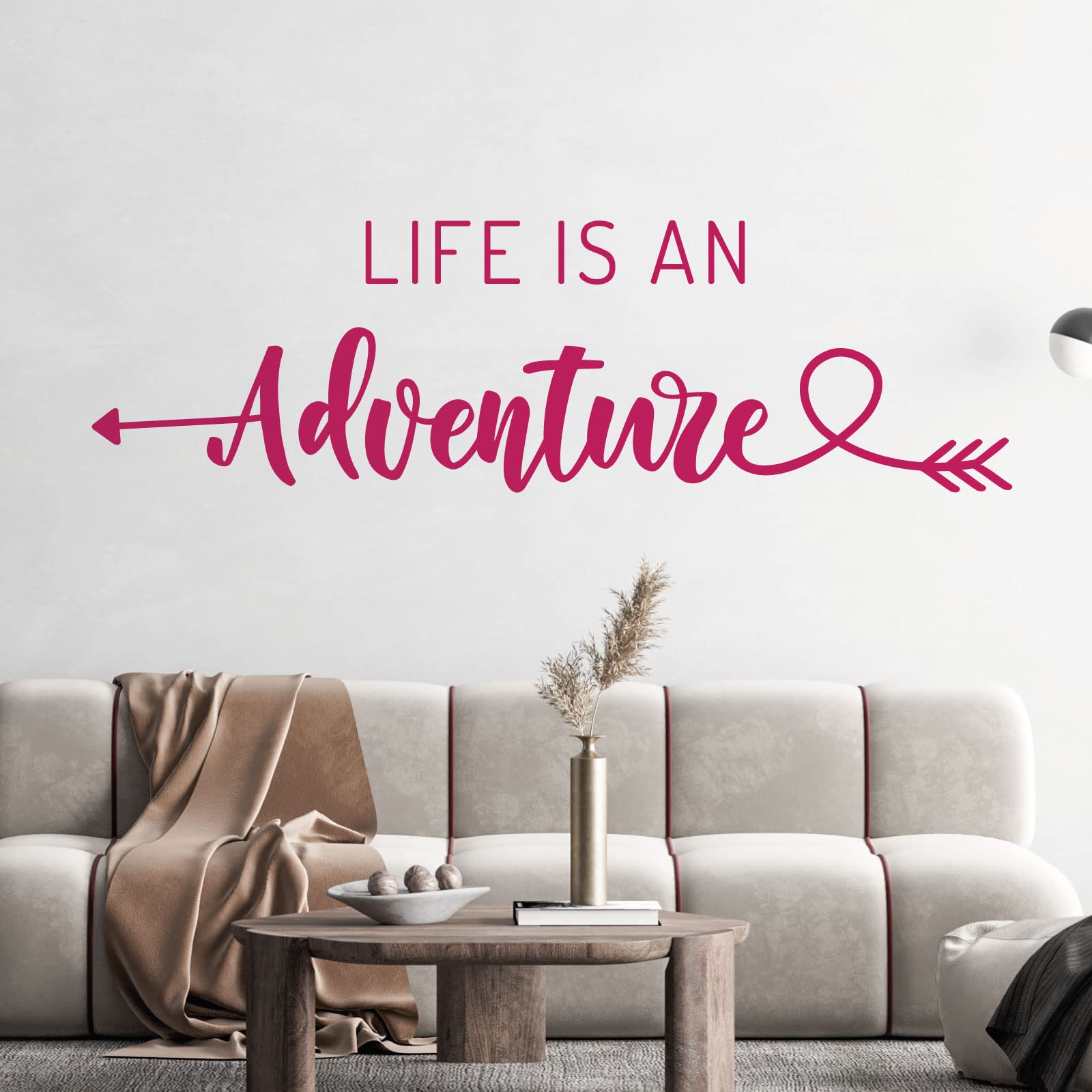 Life is an Adventure - Wall Quote Art Sticker Inspirational Home [Medium] [Magenta]