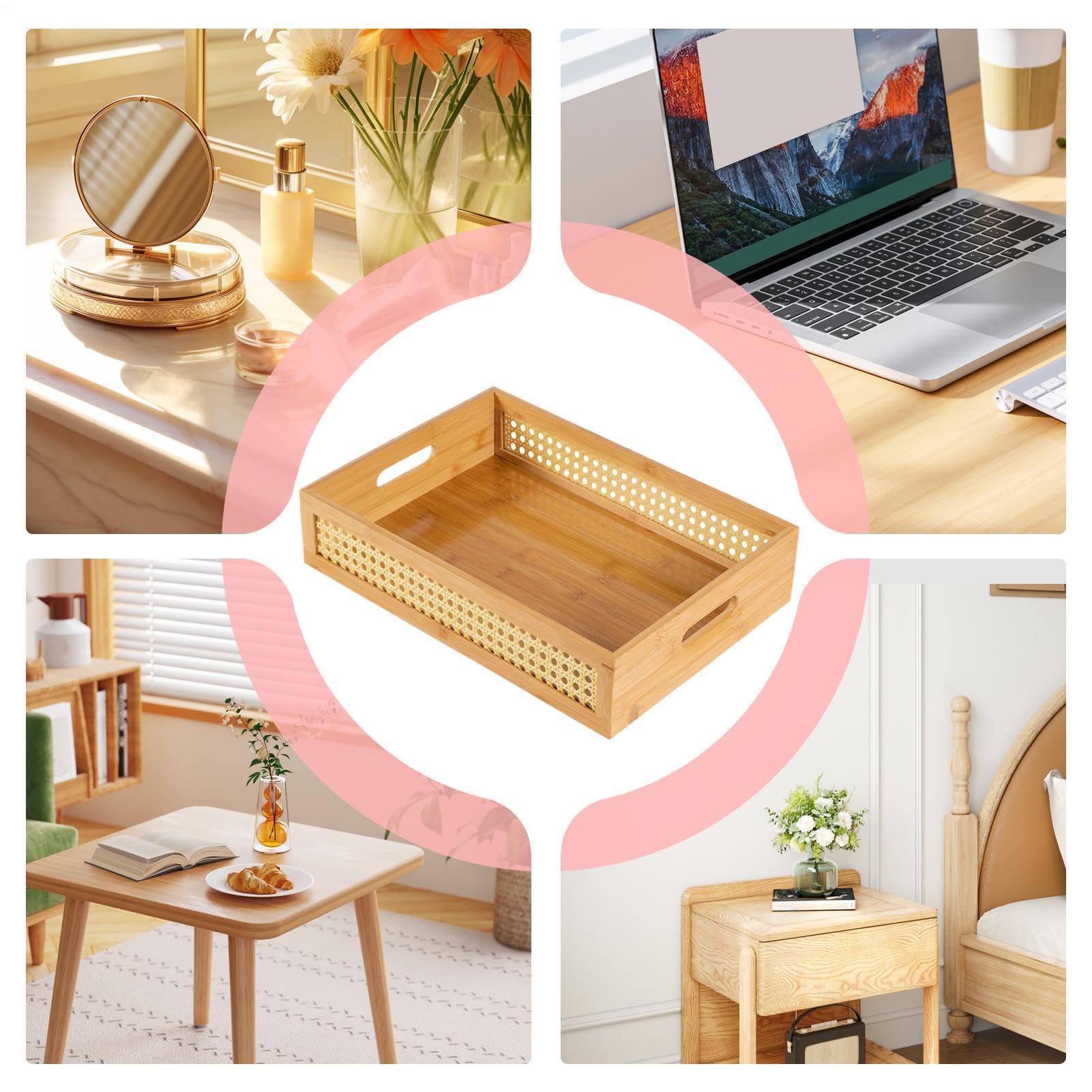 Casella di stoccaggio di Rattan, cestini di stoccaggio rattan naturale Boho