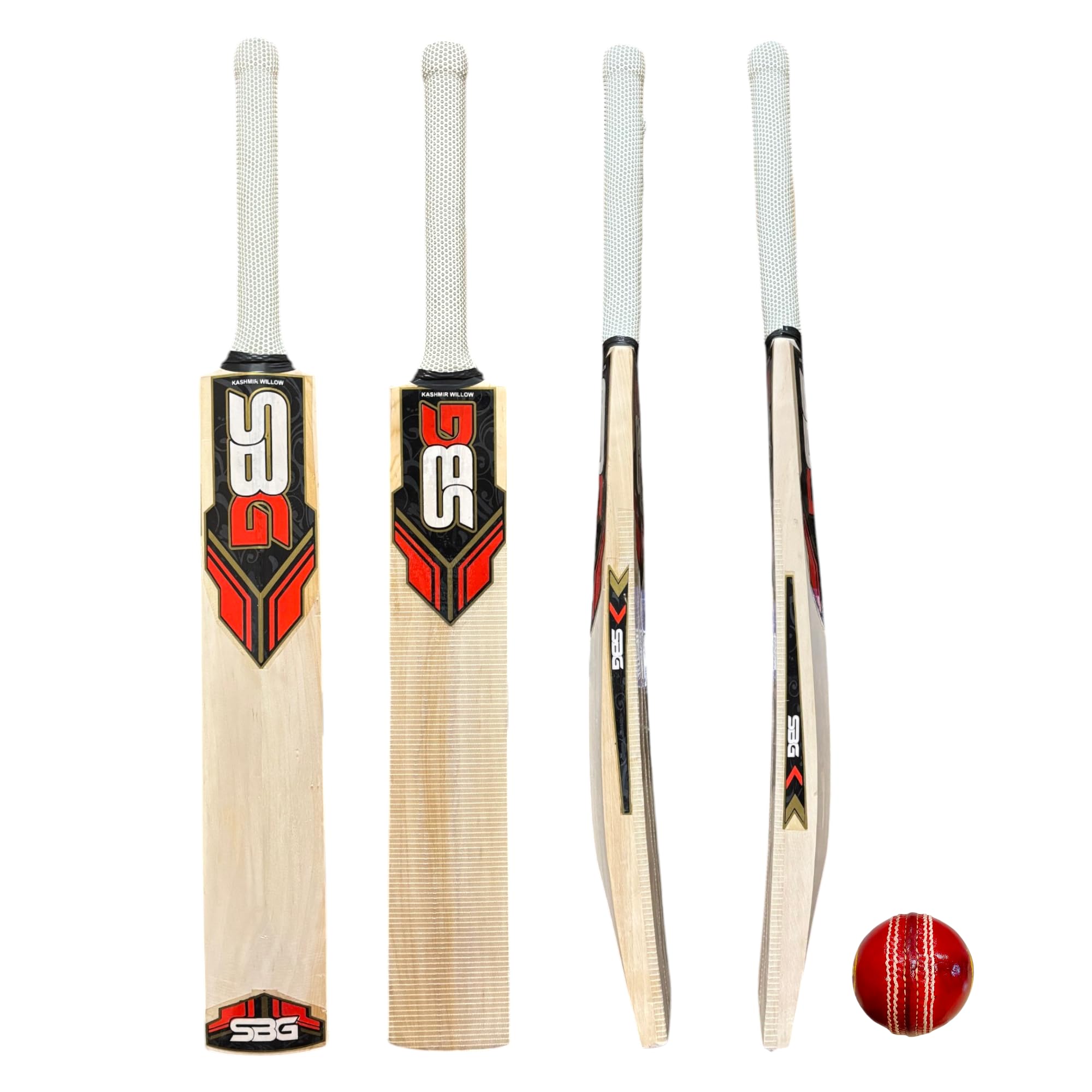 SBG Cricket Bat Kashmir Willow with Red Leather Ball, Bat Cover| Professional Cricket bat | Leather bat |-image-11