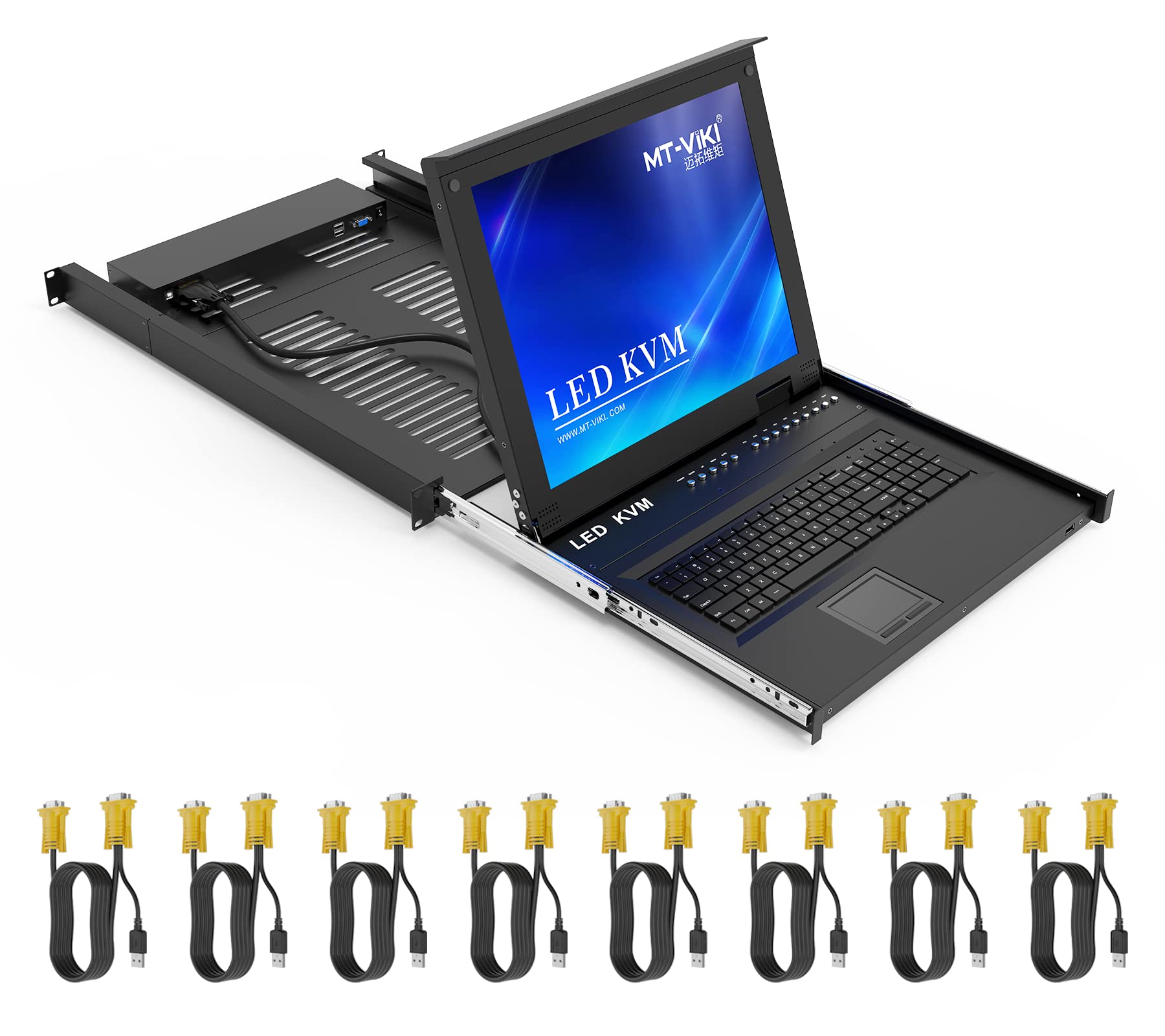 Buy IP KVM Console with 17'' LCD Monitor, MTVIKI 8 Port 1U Rack KVM