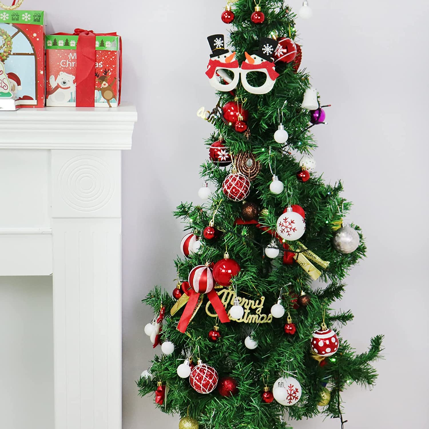 KI Store Palline di Natale Rosso e Bianco palline di Babbo natale Set