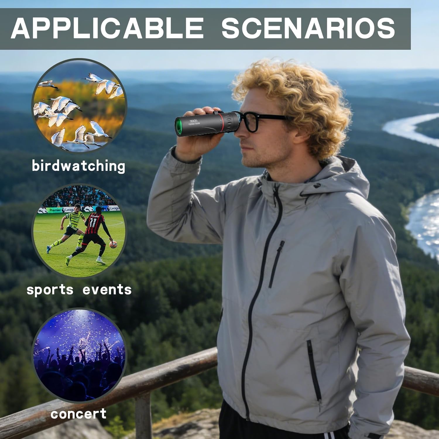Telescopio Monocular 30X25,Portátil Monocular con Tripod,Mini Impermeable Telescopio Monocular,para Observación De Aves, Caza, Viajes, Conciertos