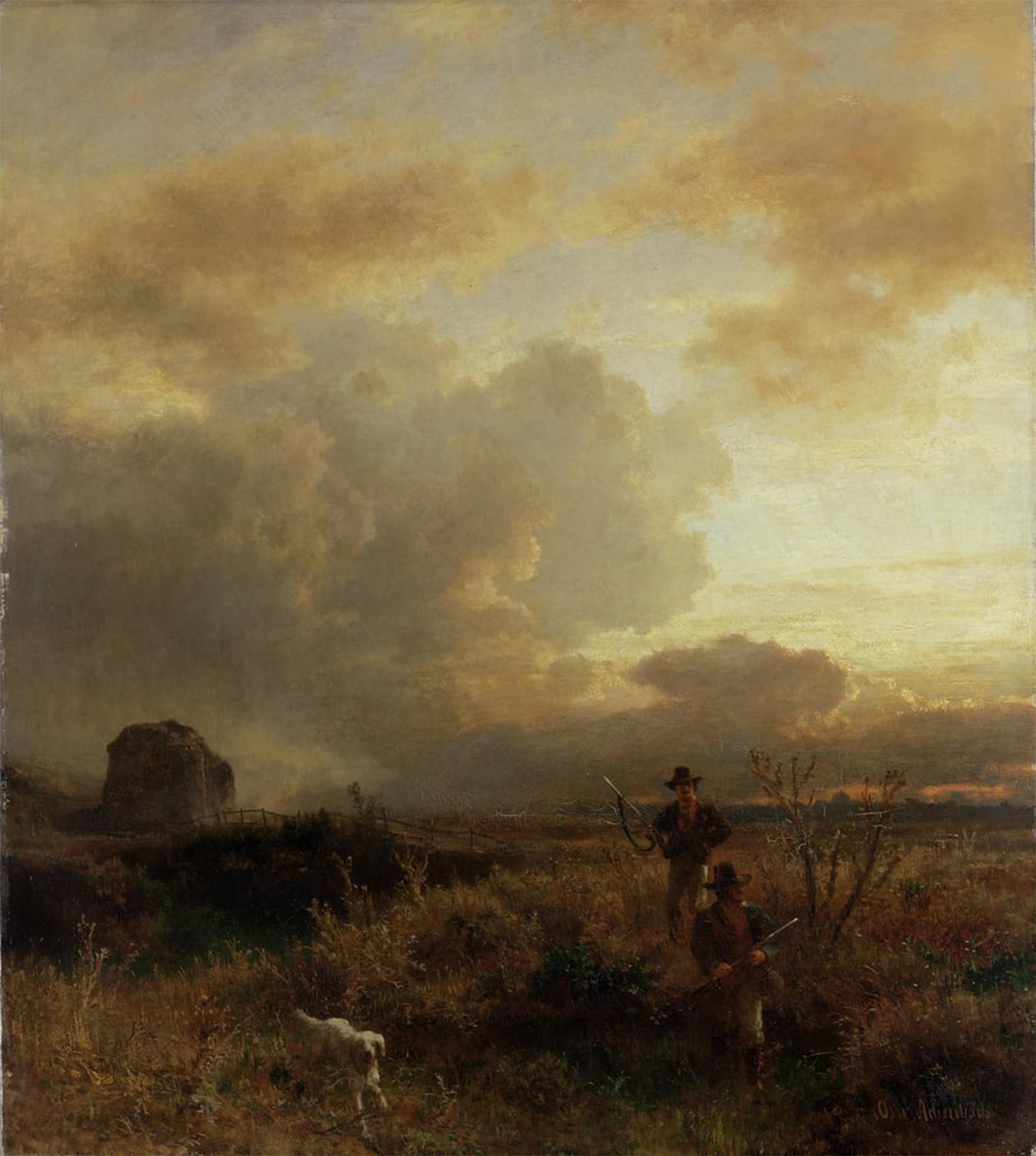 ARTXLXXBN Famous Painting Canvas Artwork Graffiti Print Cleaaring Thunderstorm in the Countryside by Oswald Achenbach Portrait Canvas Image for Home Decor 60x90cm