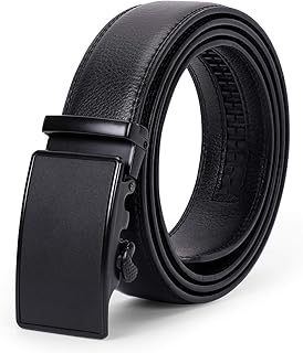 Leather Ratchet Belt for Men Adjustable Dress Belts with Click Sliding Buckle in Gift Box, Trim to Fit