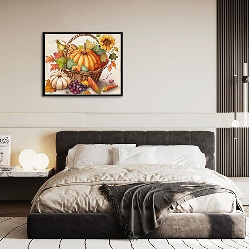 Miniatura 3 de Kit de pintura de diamantes de calabaza de Acción de Gracias de otoño, kit de arte de diamantes 5D de Acción de Gracias para adultos principiantes,