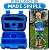 Vista 6 de Lonchera para niños - Caja bento para niños pequeños, 4 secciones con tapa, contenedor de refrigerios, preescolar, niños pequeños, bandeja extraíble