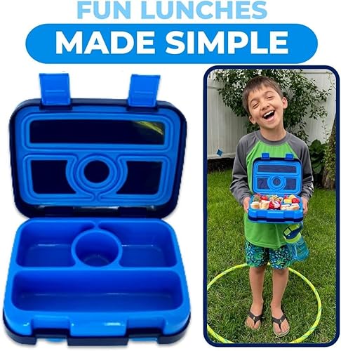 Miniatura 6 de Lonchera para niños - Caja bento para niños pequeños, 4 secciones con tapa, contenedor de refrigerios, preescolar, niños pequeños, bandeja extraíble