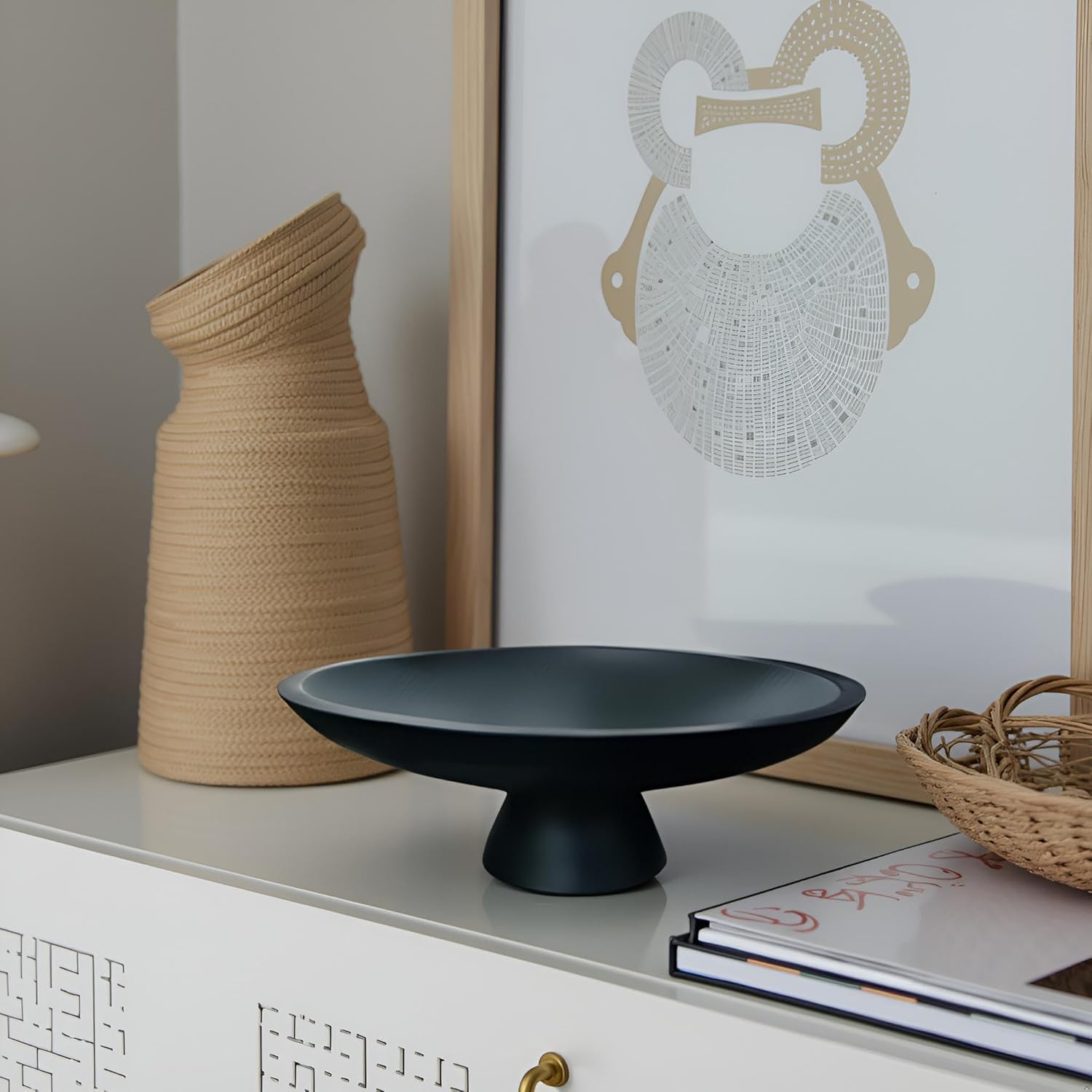 11.5" Large Decorative Bowl decor - Decorative Bowls for Home Decor,Modern Home Decor,Ruffle Decor key bowl,bowl for keys,Black