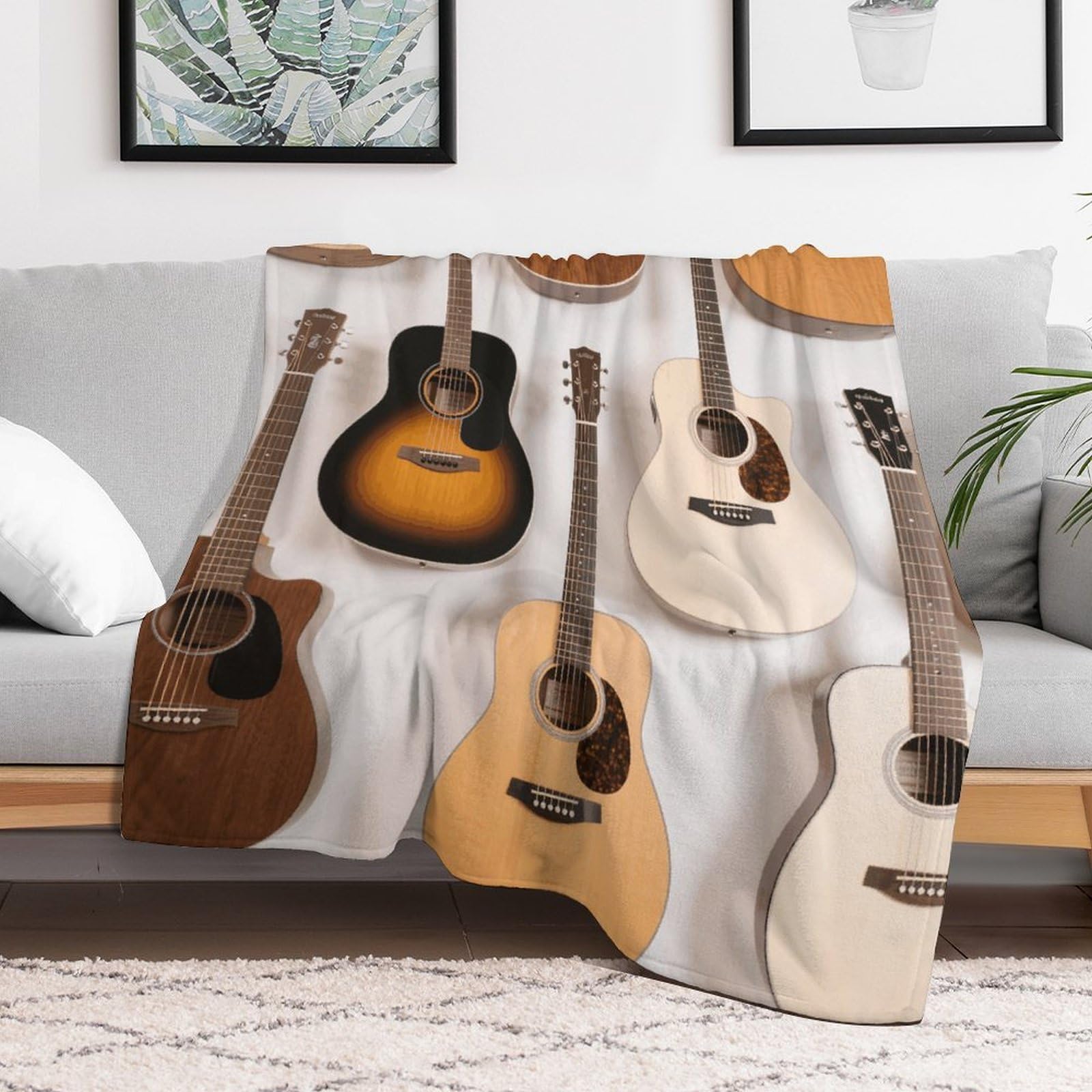 Custom Guitars Blanket Lightweight Flannel Fleece Throw for Couch Sofa Bed Luxury Soft Cozy Plush Lap Bedtime Blanket for All Seasons Bedroom Home Decor Gifts 50x60