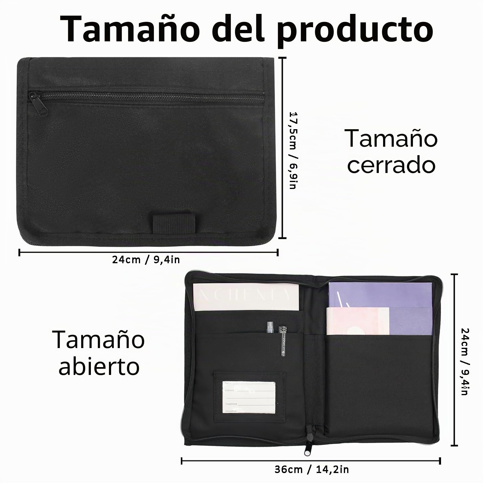 Carpeta de Guantera para Coches, 24 x 17,5 cm Organizador de Guantera, Organizador de Guantera Portátil para Coche, Cartera Organizadora de Guantera, Multiusos Bolsa Con Cremallera de Coche