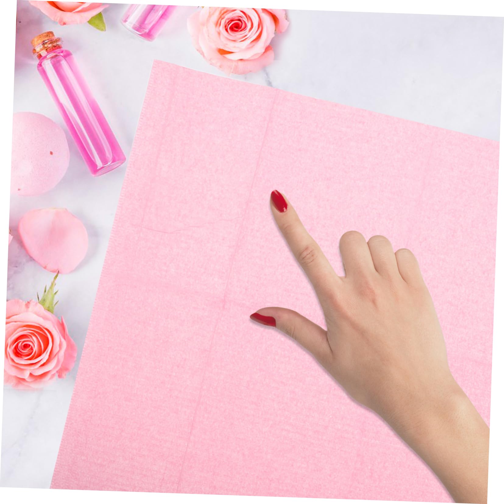 FRCOLOR Tappetini per Unghie Monouso Impermeabili e Resistenti All’olio 125 Pezzi, Non Tessuto Rosa per Salone di Manicure | Oleorepellente, per Manicure e Salone Unghie, Fogli per Tavolo Pratici