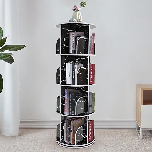 Miniatura 2 de Estantería giratoria, estantería giratoria de 4 niveles, estantería de esquina para espacios pequeños, estante de almacenamiento de pie de 360