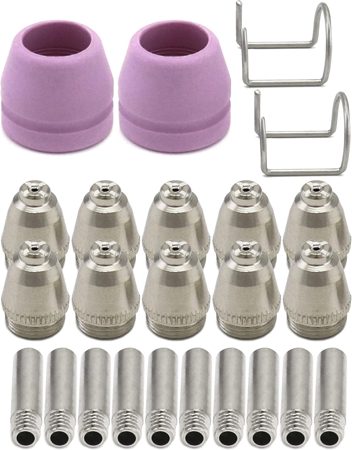 QWORK SG-55 AG-60 WSD-60 Plasma Cutter Torch Tip Nozzles Consumables Kit, Fit for AG-60,AG-60P Plasma Cutter Gun, 24Pcs