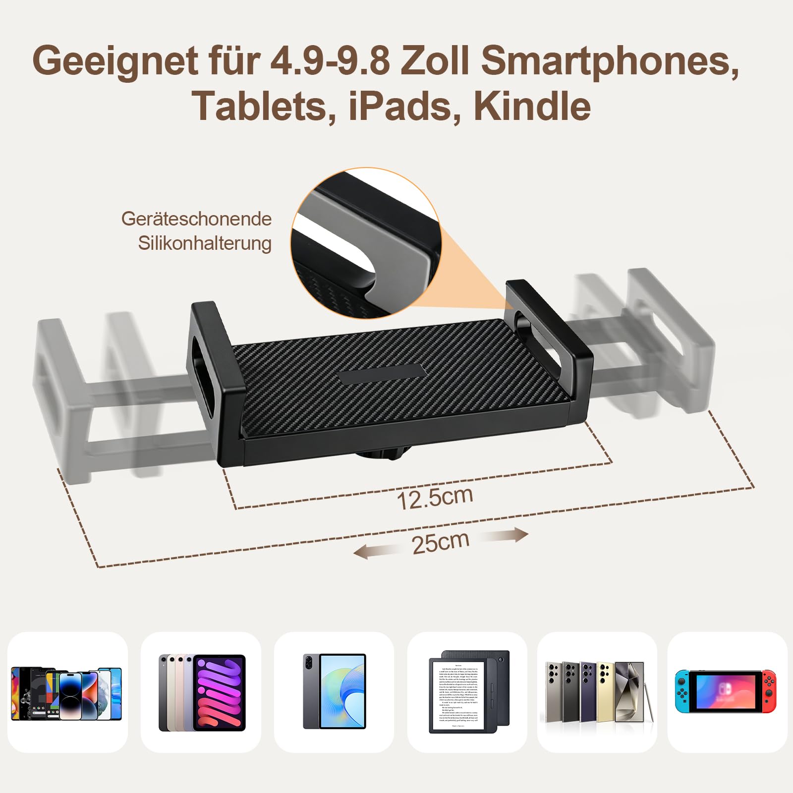 Tablet Bodenständer 360° drehbar, stabil, für Bett & Sofa, 4,9-9,8 Zoll | 2,5 kg Standfuß, höhenverstellbar, kratzfest, für Tablets, Smartphones, Kindle, 4,9-9,8 Zoll (schwarz)