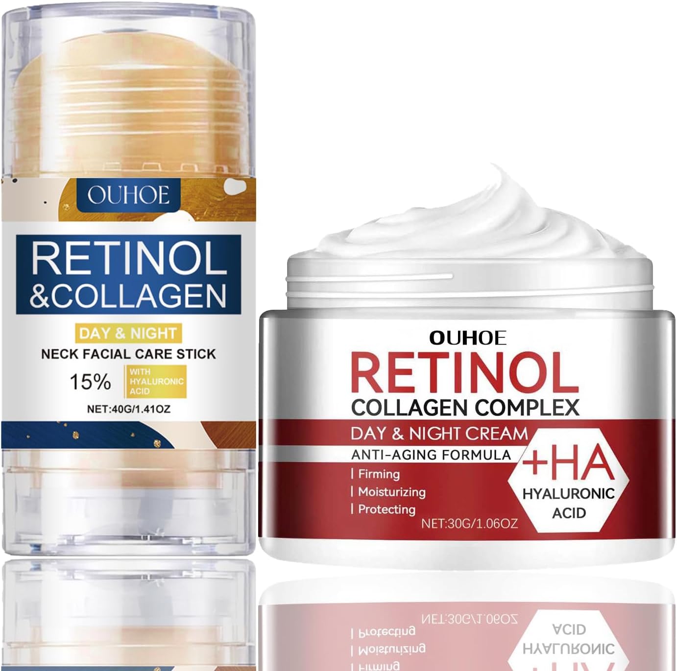 2PCS Face and Neck Cream Stick & Retinol Collagen Cream, Retinol & Collagen Neck Facial Care Stick, Day & Night Neck Facial Care Stick, Tighten and Lift Neck Cream, Fade Neck & Face Line