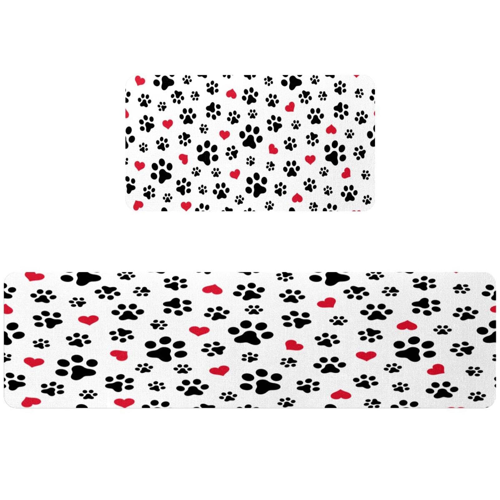 Alfombrillas de cocina VAPOKF con huellas de perro y gato juego de 2 piezas lavables