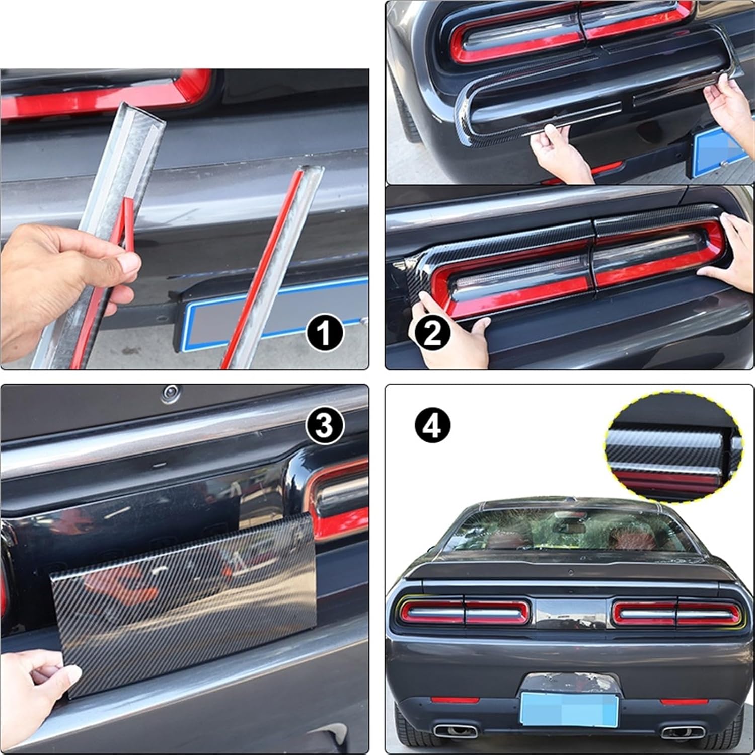 Lamp Hoods Tail Light Car Rear Lamp Protect Decoration Cover Compatible For Dodge Challenger 2015 Up Car Exterior Accessories(Choice 1)