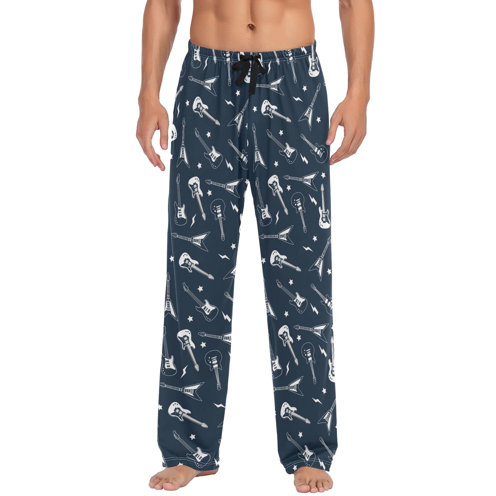 Kwqdozf Men's Multi- Guitar Pjs Pajama Pants Separate Bottoms Long Sleep Pants Lounge Pants With Pockets