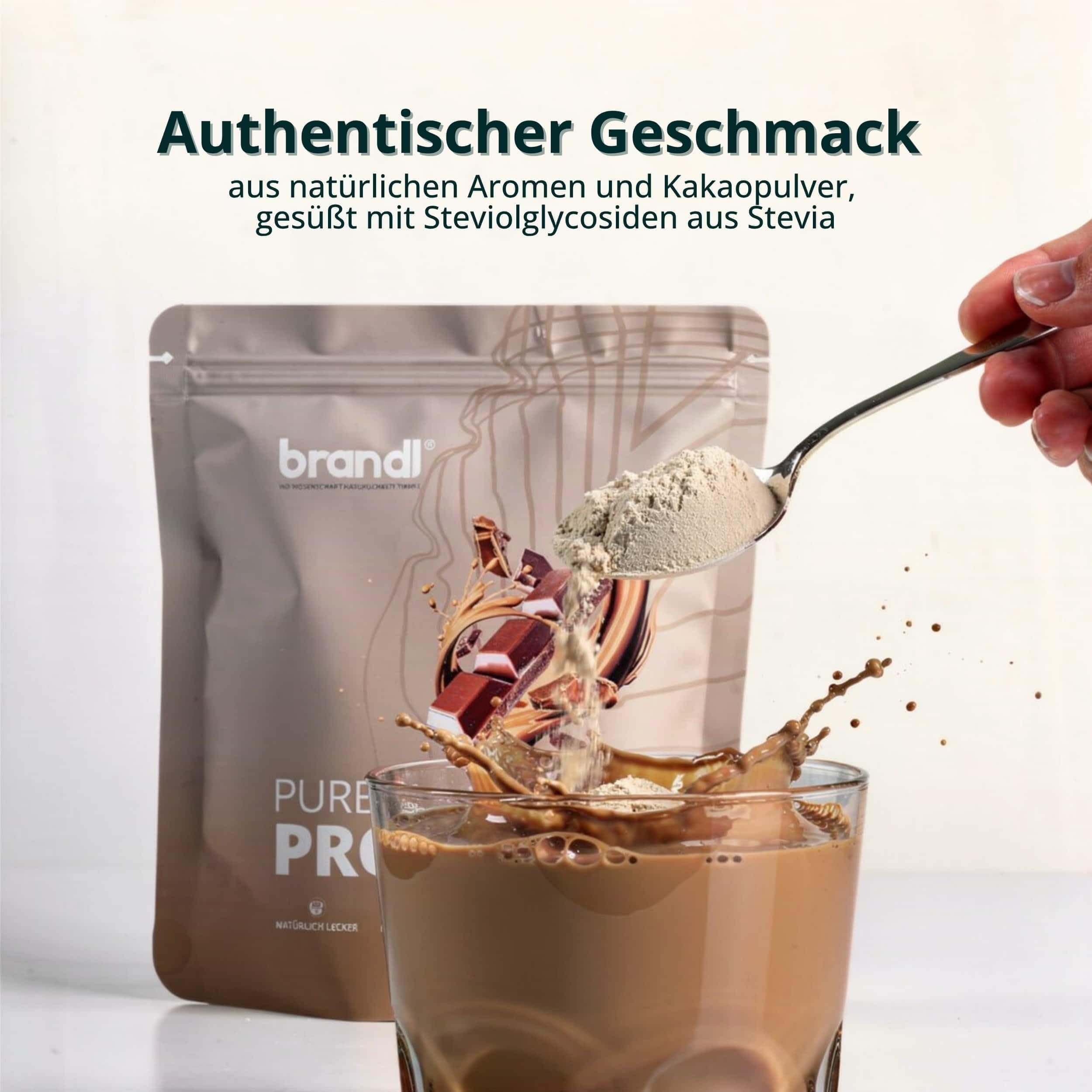 Pure Protein Whey in Pulver - 80% Eiweißpulver aus der EU - gut löslich für deinen Shake, Haferflocken oder Smoothie - Premium-Qualität ohne Sucralose, Acesulfam K & Aspartam - 1 kg Schoko mit Whey