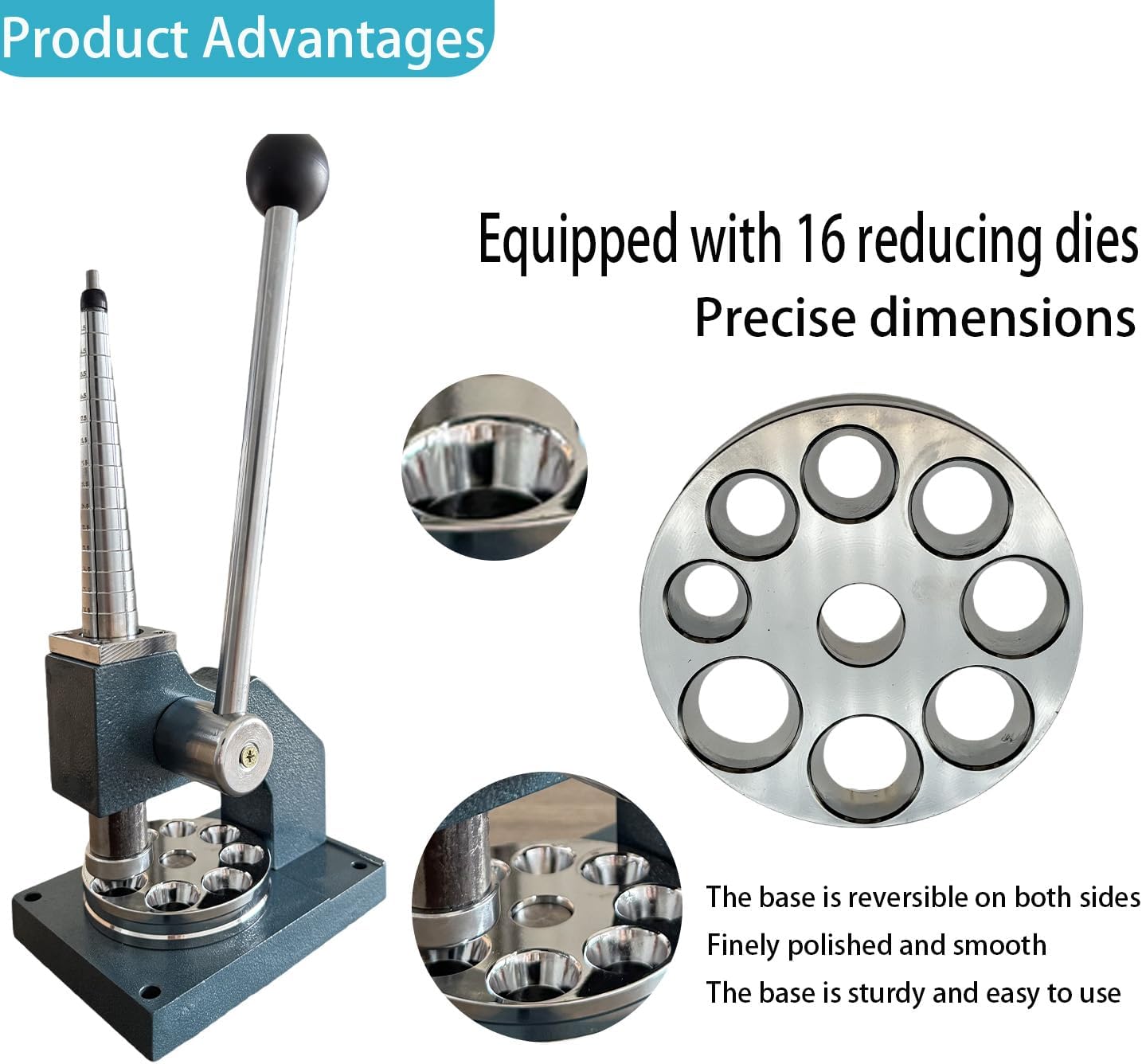 PTKTLAM Professional Steps Ring Stretching and Shrinking Tool - Jewelry Ring Expander for Size Adjustment, Includes 16 Shrinking Dies in an Adjustable Size Set - Jewelry Repair: Ring Sizer