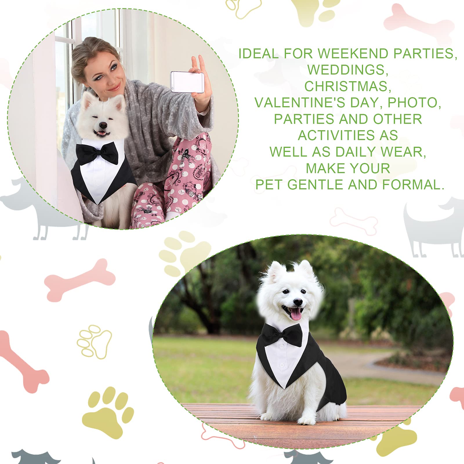 URROMA 1 stuk rode formele hondensmoking bandana, hondensmoking katoenen bandana hond bruiloft kraag met vlinderdas en nekband voor honden en katten, M